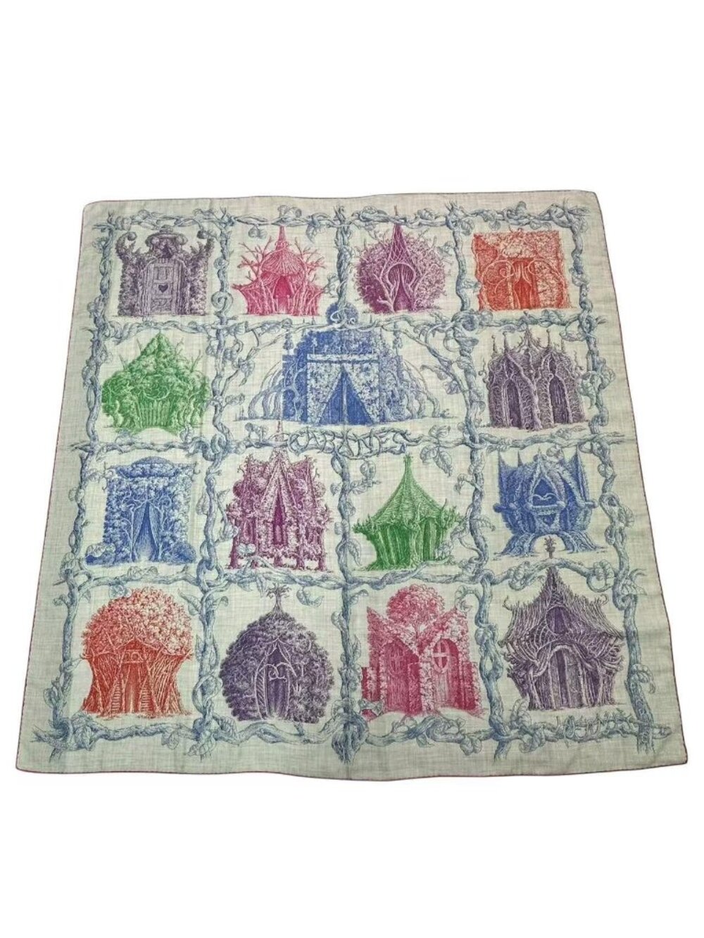Hermes Limited Shawl Carre 140 Various Huts Cashmere 70% Silk 30% Multicolor